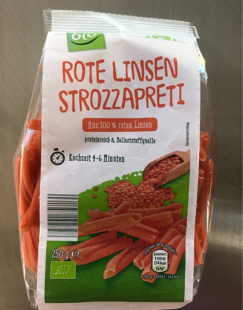 Bio-Penne aus grünen Erbsen